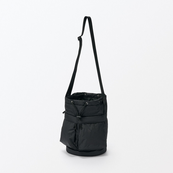 Recycled Nylon Water‐Repellent Padded Bucket Bag