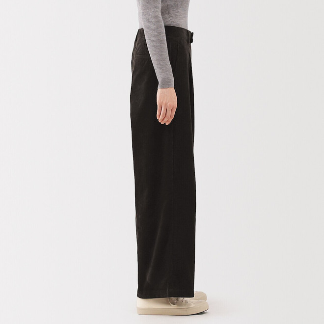 Women's Kapok Blend Corduroy Pleated Wide Leg Trousers