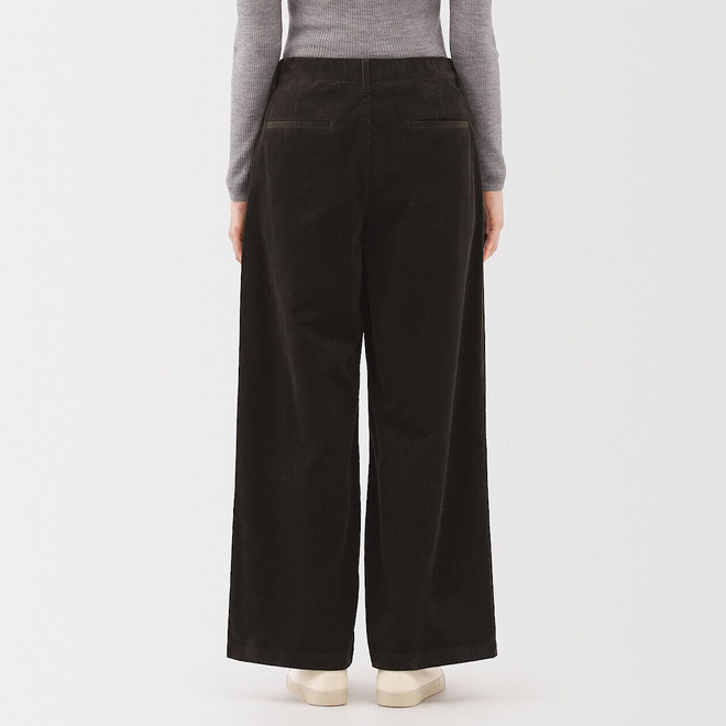 Women's Kapok Blend Corduroy Pleated Wide Leg Trousers
