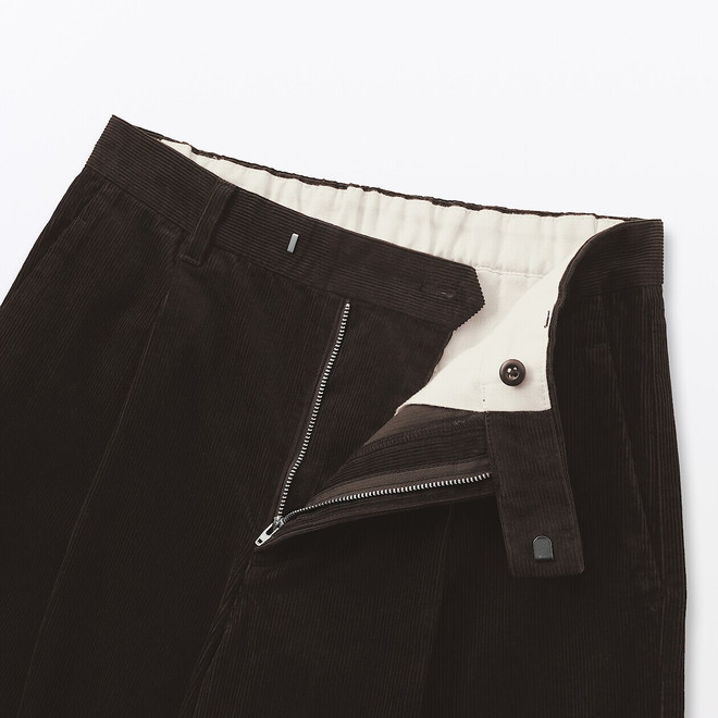 Women's Kapok Blend Corduroy Pleated Wide Leg Trousers