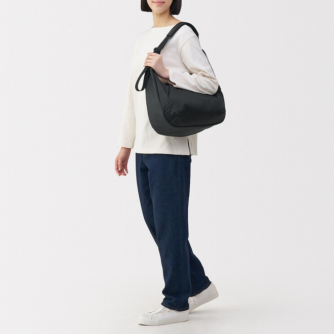 Recycled Nylon Water‐Repellent Padded 2‐Way Shoulder Bag