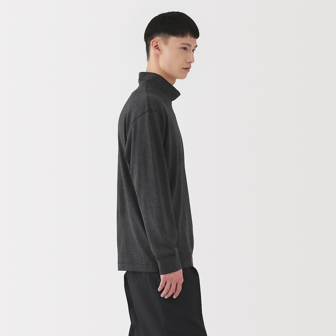 Men's Wool Blend Traditionally Knitted Mock Neck T‐shirt