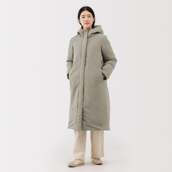 Women's Water‐Repellent Down Long Hooded Coat