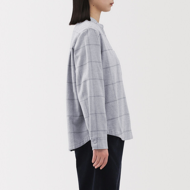 Women's Double-Brushed Flannel Stand Collar Shirt