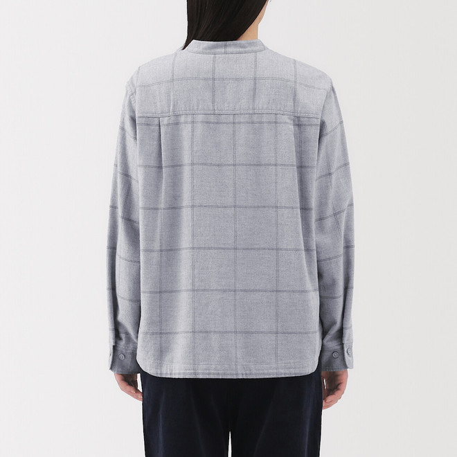 Women's Double-Brushed Flannel Stand Collar Shirt