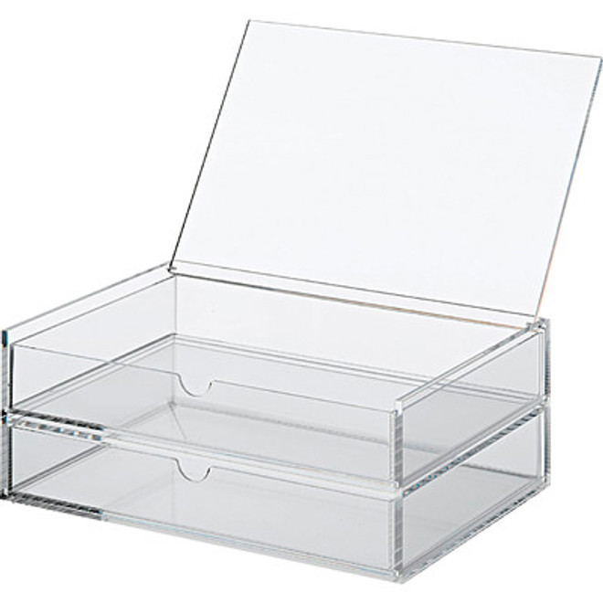 Stackable Acrylic 2 Drawer Box with Flip Top ‐ L