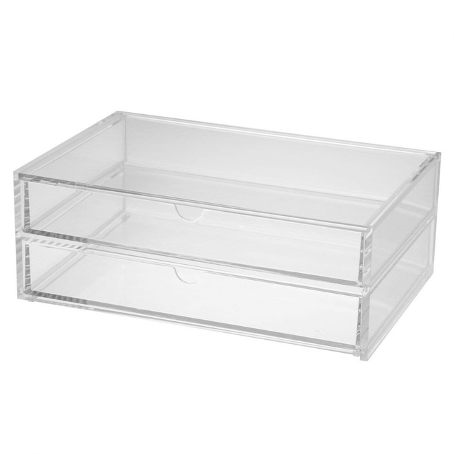 Stackable Acrylic 2 Drawer Box with Flip Top ‐ L