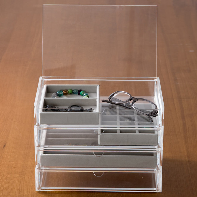 Velour Tray for Stackable Acrylic 2 Drawer Box ‐ L