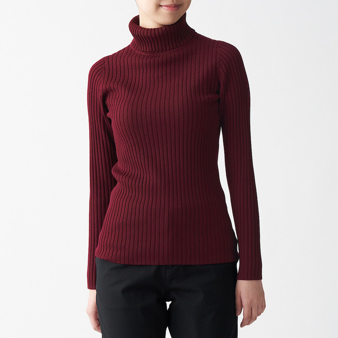 Less Itchy Wide Rib Turtle Neck Sweater