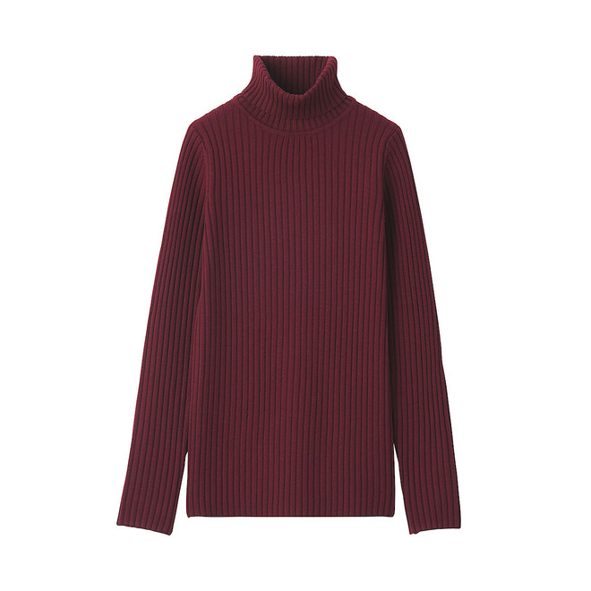 Less Itchy Wide Rib Turtle Neck Sweater