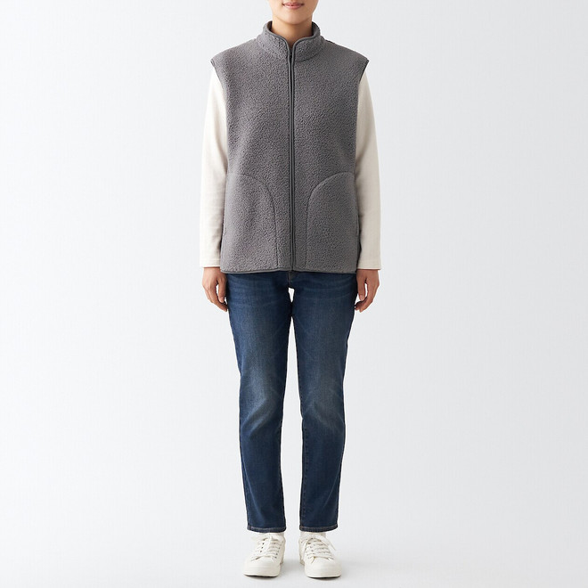 Women's Recycled Polyester Boa Fleece Vest | MUJI