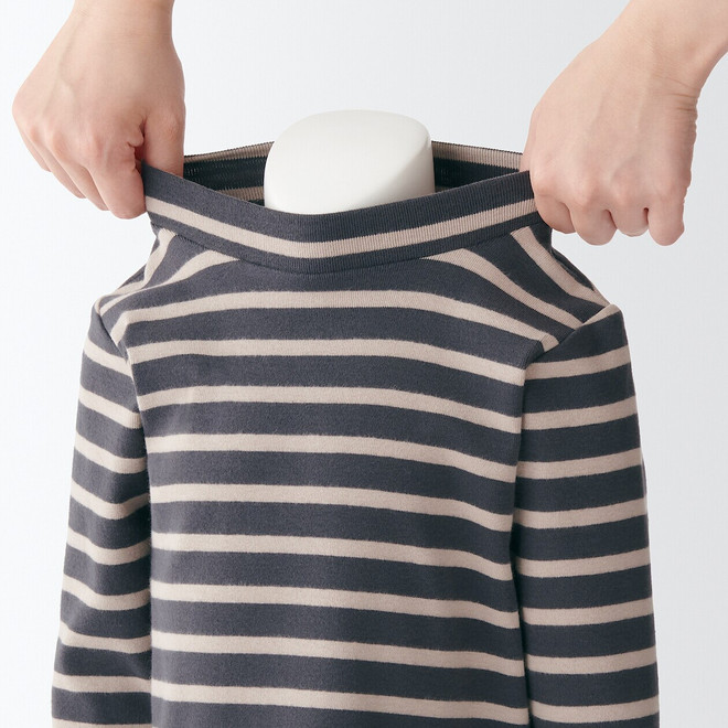 Brushed Cotton Rib High Neck Long Sleeve Stripy T‐shirt (1‐4 years)