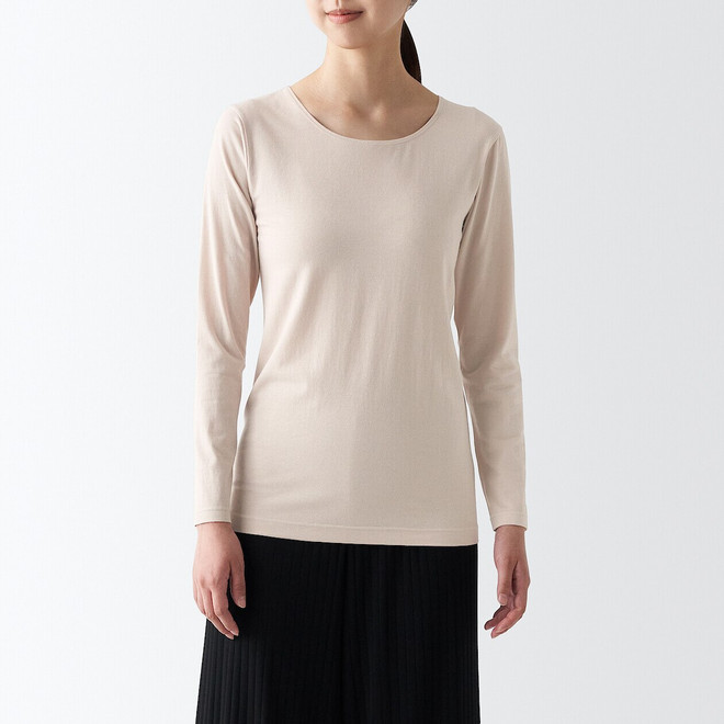 Women's Thin Cotton Blend U Neck Long Sleeve T‐shirt