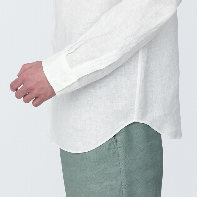 Men's Washed Linen Stand Collar Long Sleeve Shirt