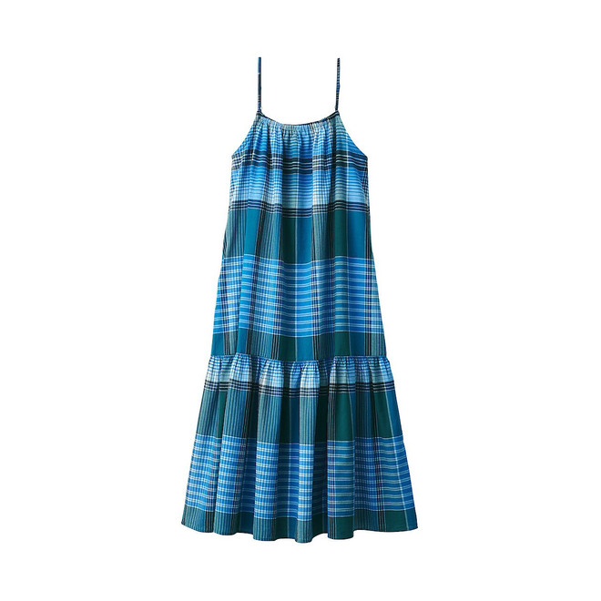 Women's Madras Check Cami Strap Frill Dress