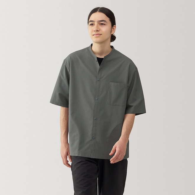 トップス UJOH collarless over shirt Men's Breathable Short Sleeve Shirt | MUJI