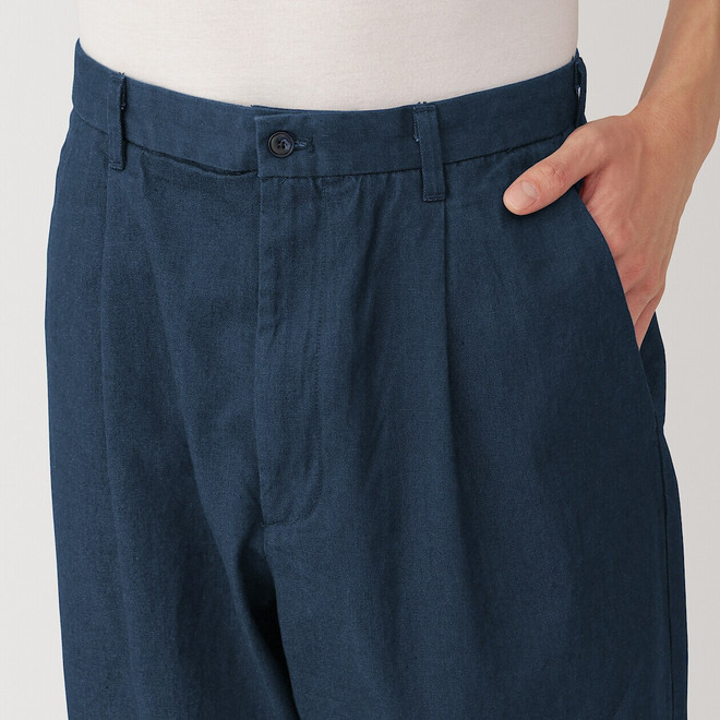 Men's Pleat Front Wide Leg Indigo Chinos.