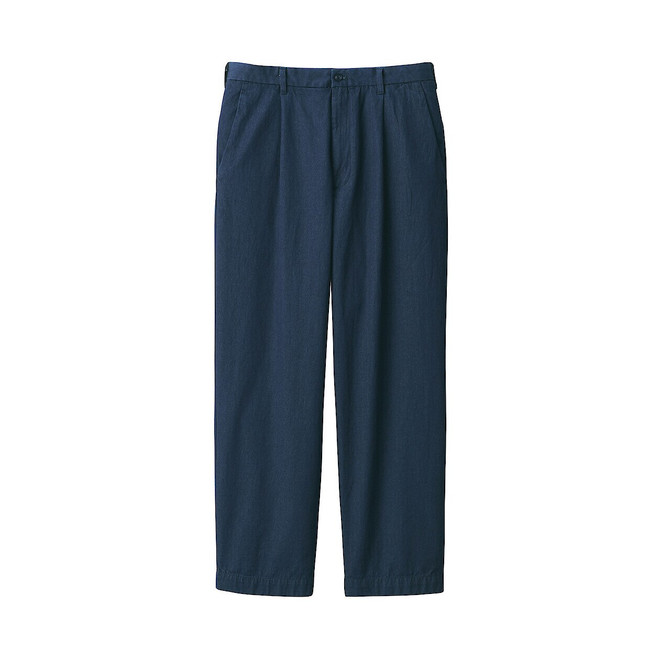 Men's Pleat Front Wide Leg Indigo Chinos.