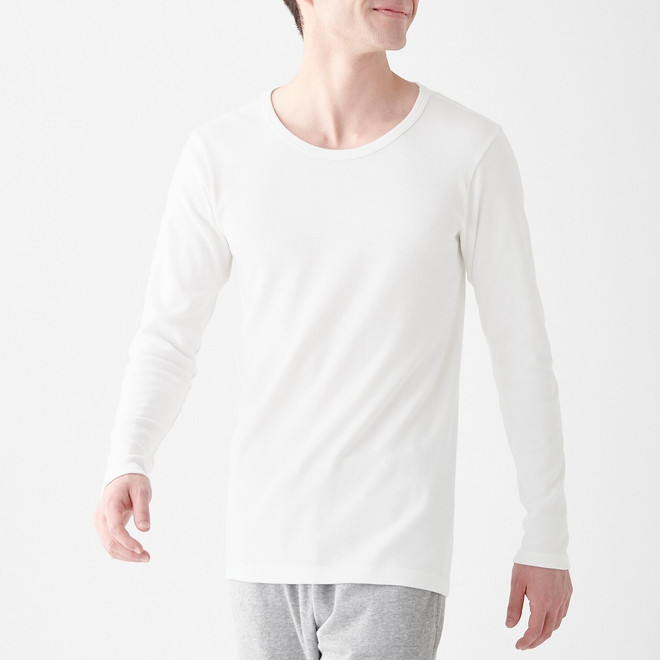 Warm Cotton and Wool Crew Neck Long Sleeve T‐Shirt 13706