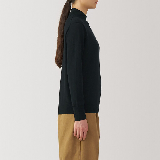 Women's Fine Knit Wool Mock Neck Jumper