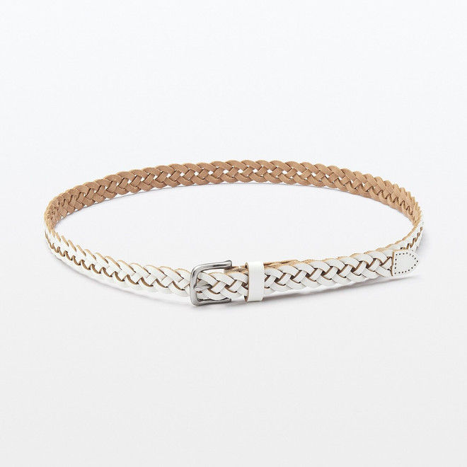 Vegetable Tanned  Leather Slim Mesh Belt
