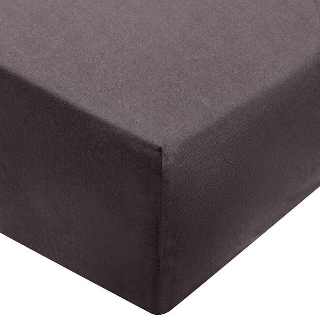 Washed Cotton Fitted Sheet ‐ Double  Charcoal Grey