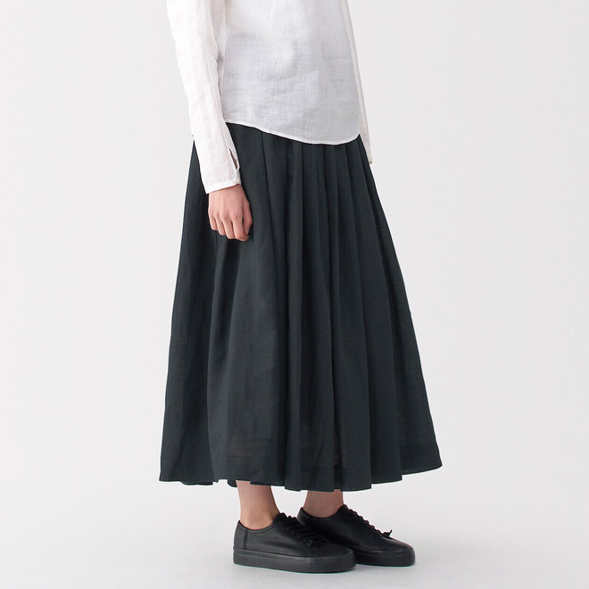 Women's Ramie Gathered Midaxi Skirt | MUJI
