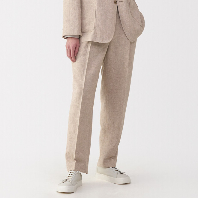 Men's Linen and Wool Straight Leg Trousers
