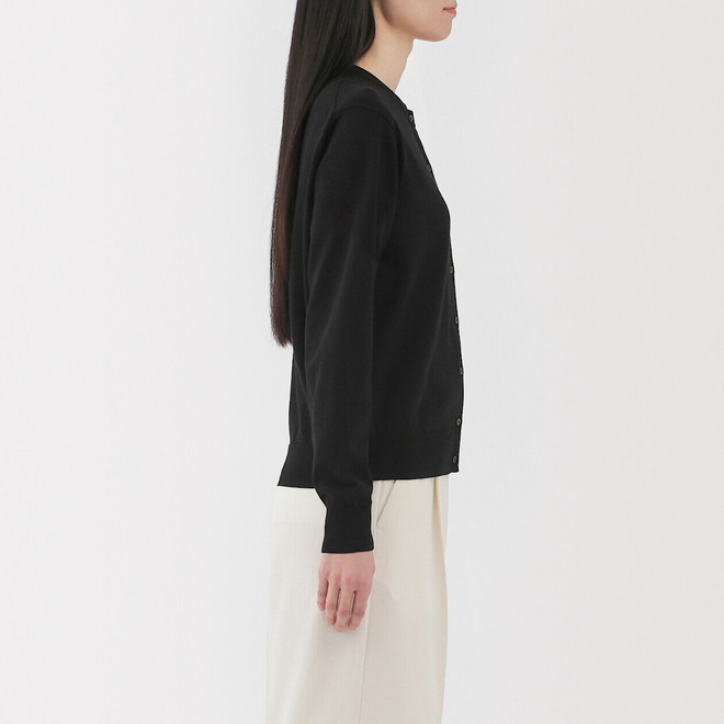 Women's High‐Twist Cotton Crew Neck Cardigan