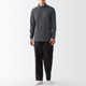 Men's Cotton and Wool High Neck Long Sleeve T‐shirt