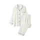 Women's Side Seamless Double Gauze Long Sleeve Collar Pyjamas‐ Contrast Trim