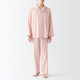 Men's Side Seamless Double Gauze Long Sleeve Collar Pyjamas‐ Contrast Trim