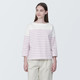 Thick Cotton Boat Neck Long Sleeve T‐shirt‐ Stripe