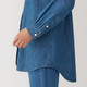 Women's Washed Denim Stand Collar Long Sleeve Shirt