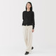 Women's High‐Twist Cotton Crew Neck Cardigan