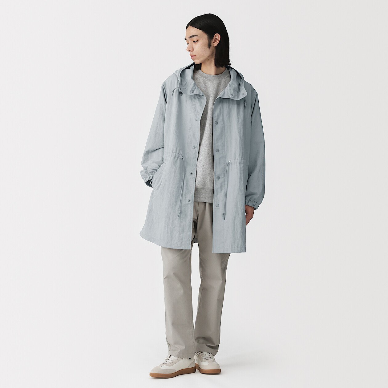 Men's Water-Repellent Recycled Nylon Hooded Coat