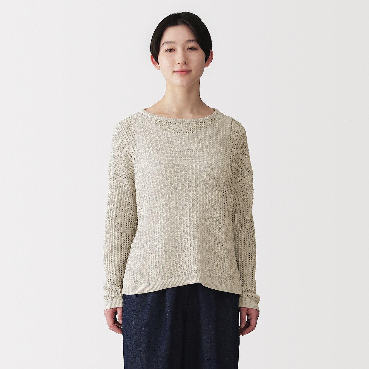 Women's Linen Blend Open Stitch Jumper