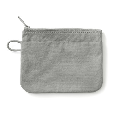 Muji Grey | Textured Nylon Zip Pouch ‐ Small One Size