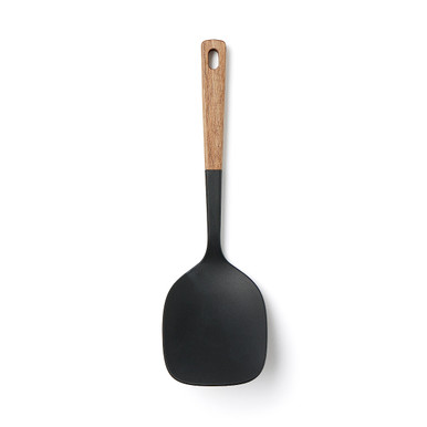 Muji Black | Silicone Turner & Spoon With Wooden Handle One Size