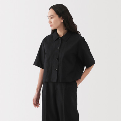 Women's Hemp Blend Twill Cropped Shirt | MUJI