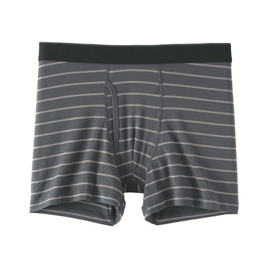 Muji  Men's Stretch Front-Open Boxer Shorts Xl Unisex Dark Grey Stripes