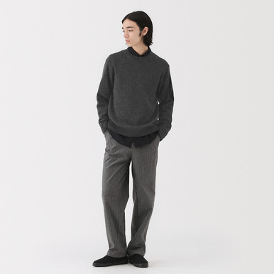 Muji Men's Smoky Blue | Medium Knit Wool Crew Neck Jumper Xs