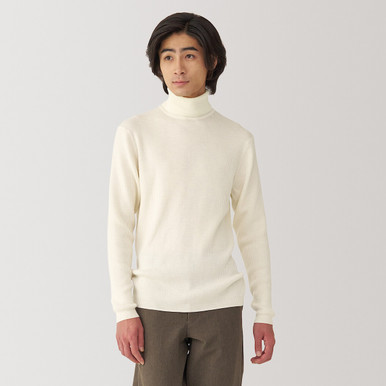 Muji Men's Charcoal Grey | Wool Ribbed Turtle Neck Jumper Xs