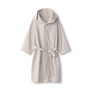 Muji Beige | Cotton Gauze Hooded Bath Robe S - M