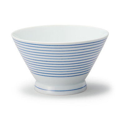 Muji | Hasami Ware Porcelain Rice Bowl ‐ Stripe Pattern, Large