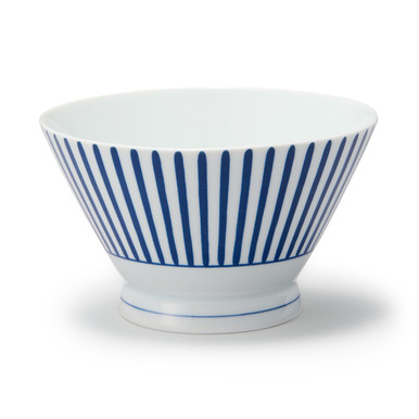 Muji | Hasami Ware Porcelain Rice Bowl ‐ Fan Stripe Pattern, Large