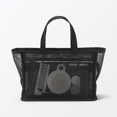 Muji Black | Nylon Mesh Toiletry Bag L