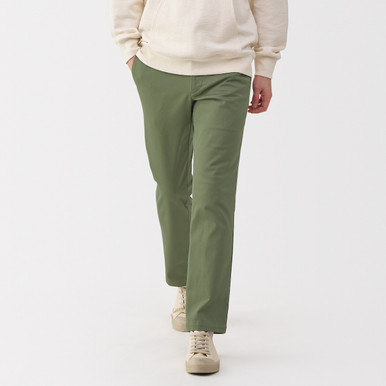 Muji Men's Khaki Green | Stretch Slim Chino Trousers Xs