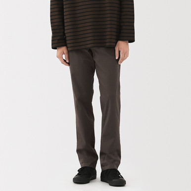 Muji Men's Khaki Green | Stretch Slim Chino Trousers‐ Long Xs