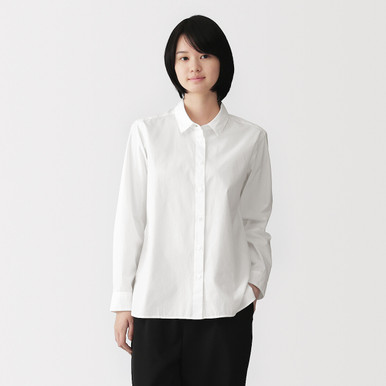Muji Women's White | Washed Broad Cotton Shirt Xs